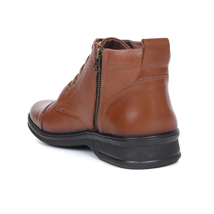 ZOOM HIGH ANKEL LEATHER SHOE (TAN)