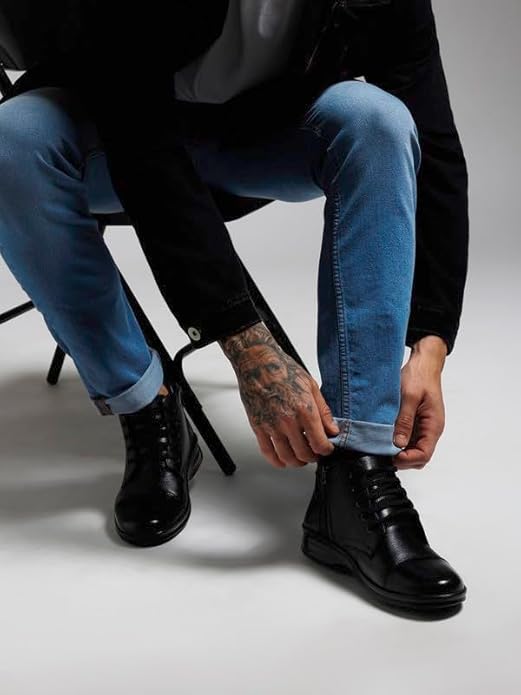 ZOOM HIGH ANKEL LEATHER SHOES (BLACK)