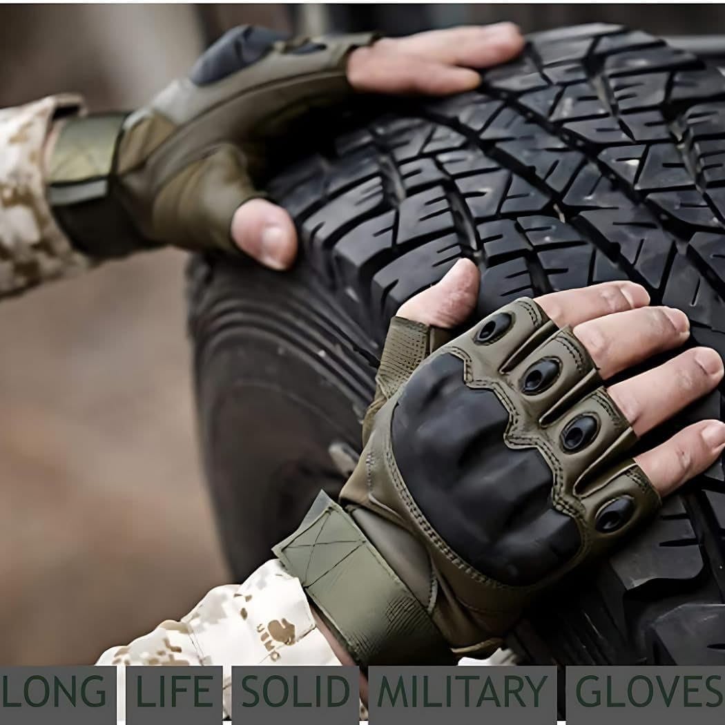 TACTICAL MILITARY HALF HAND GLOVES (GREEN)