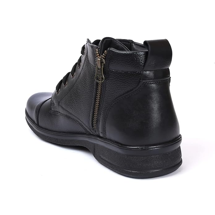 ZOOM HIGH ANKEL LEATHER SHOES (BLACK)