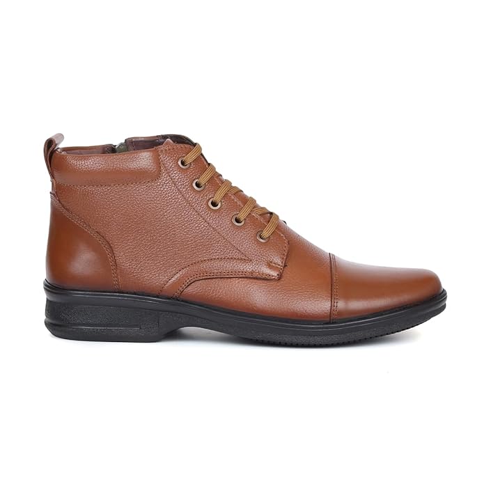 ZOOM HIGH ANKEL LEATHER SHOE (TAN)