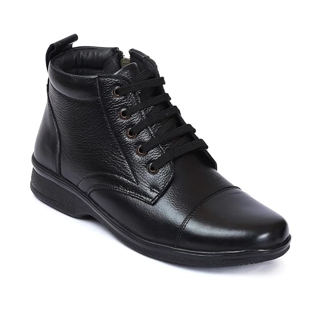 ZOOM HIGH ANKEL LEATHER SHOES (BLACK)