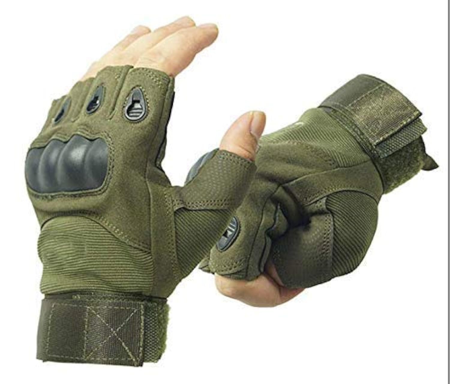TACTICAL MILITARY HALF HAND GLOVES (GREEN)
