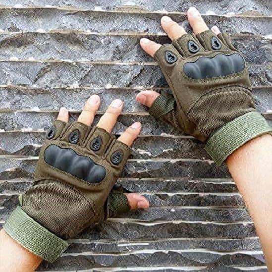 TACTICAL MILITARY HALF HAND GLOVES (GREEN)