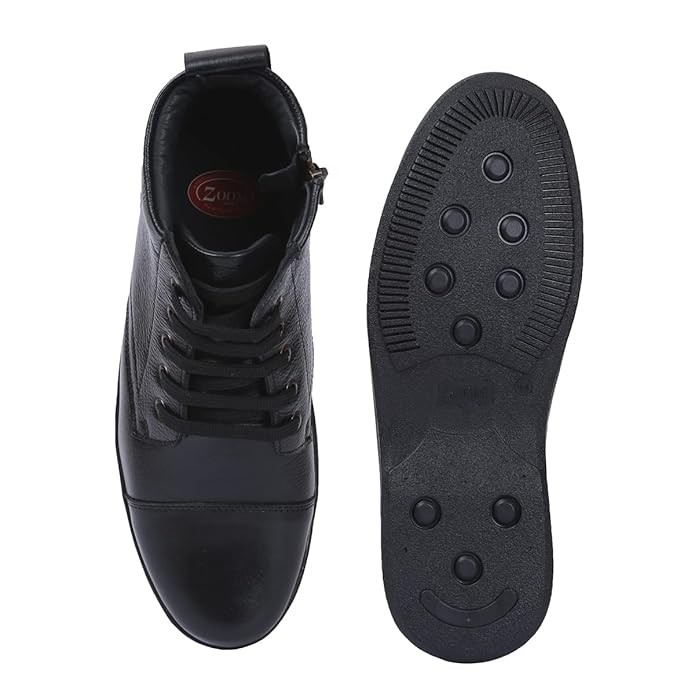ZOOM HIGH ANKEL LEATHER SHOES (BLACK)