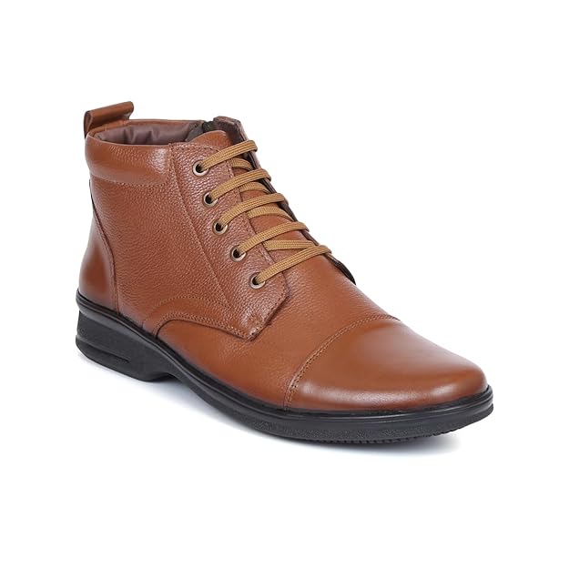ZOOM HIGH ANKEL LEATHER SHOE (TAN)