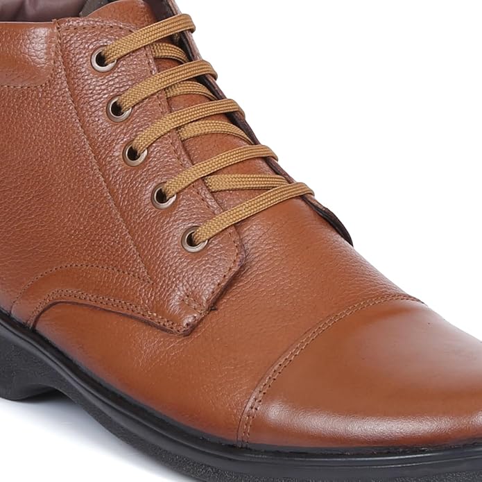 ZOOM HIGH ANKEL LEATHER SHOE (TAN)