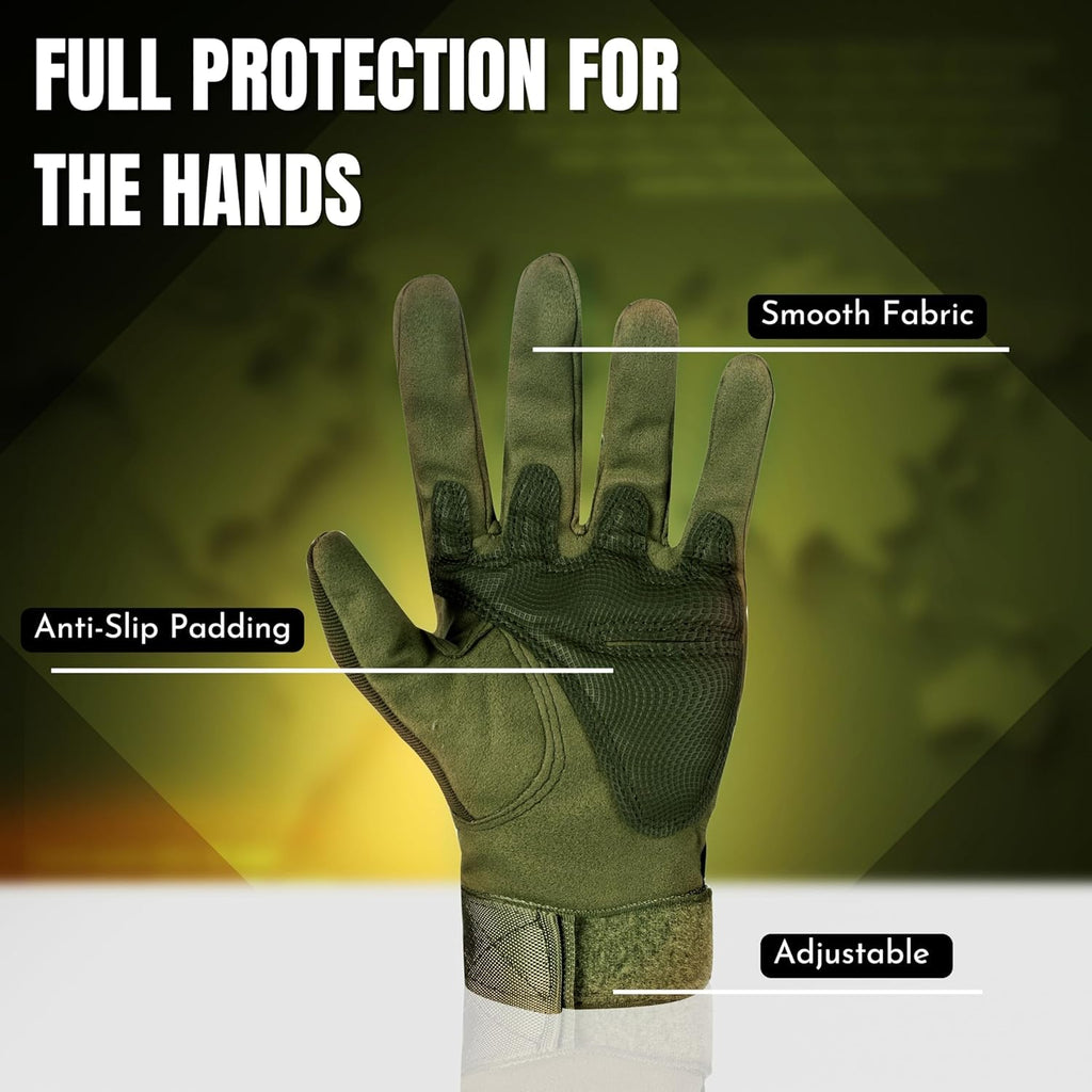 TACTICAL MILITARY FULL HAND GLOVES (GREEN)