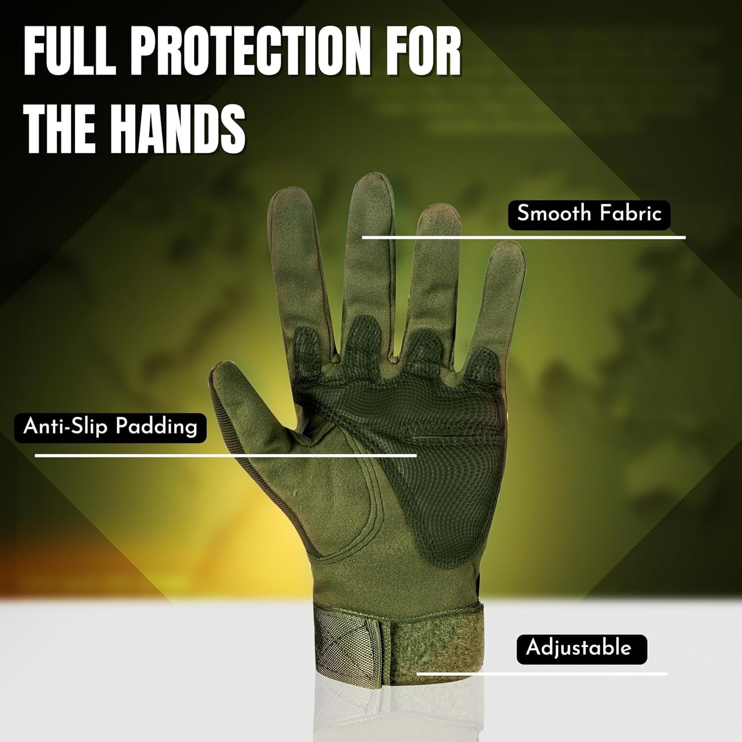 TACTICAL MILITARY FULL HAND GLOVES (GREEN)