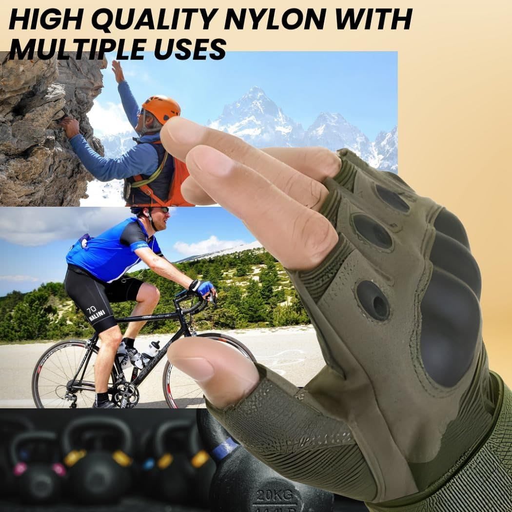 TACTICAL MILITARY HALF HAND GLOVES (GREEN)