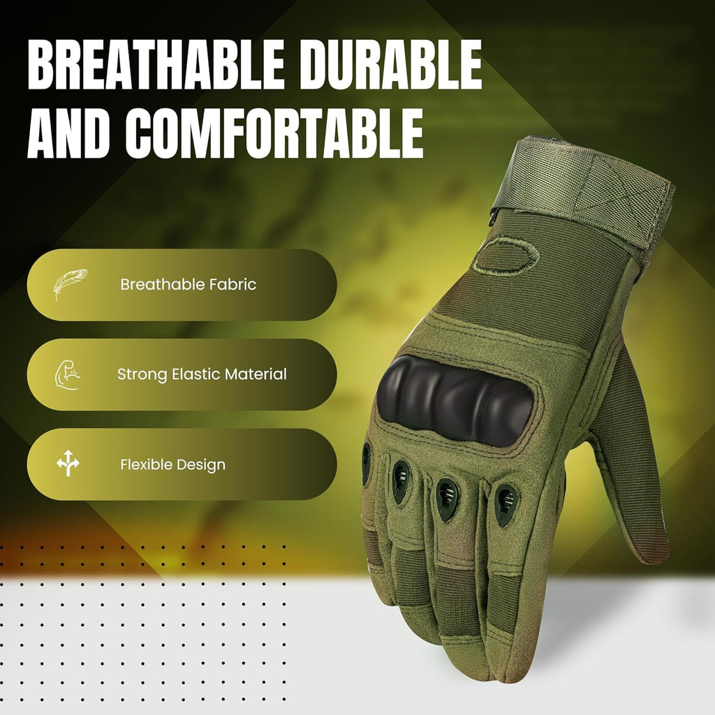 TACTICAL MILITARY FULL HAND GLOVES (GREEN)