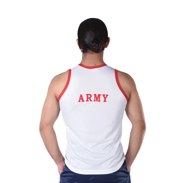 Sando sleeveless t-shirt with Indian army print