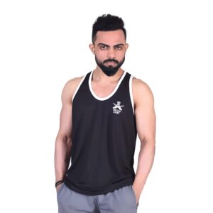 Sando sleeveless t-shirt black and white with Indian army print