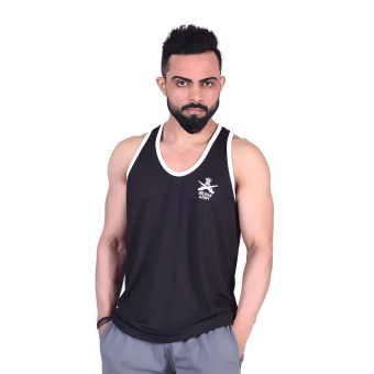 Sando sleeveless t-shirt black and white with Indian army print