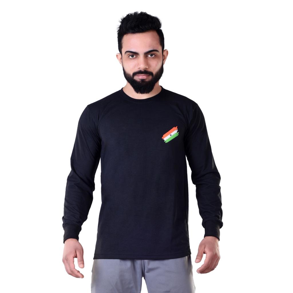 Forventning klodset hack T-shirt black INDIA print & INDIAN flag with full sleeve – JaihindStore.in
