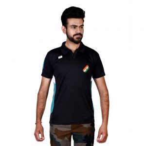 Black Navy Blue Indian Army Flag half sleeve t-shirt