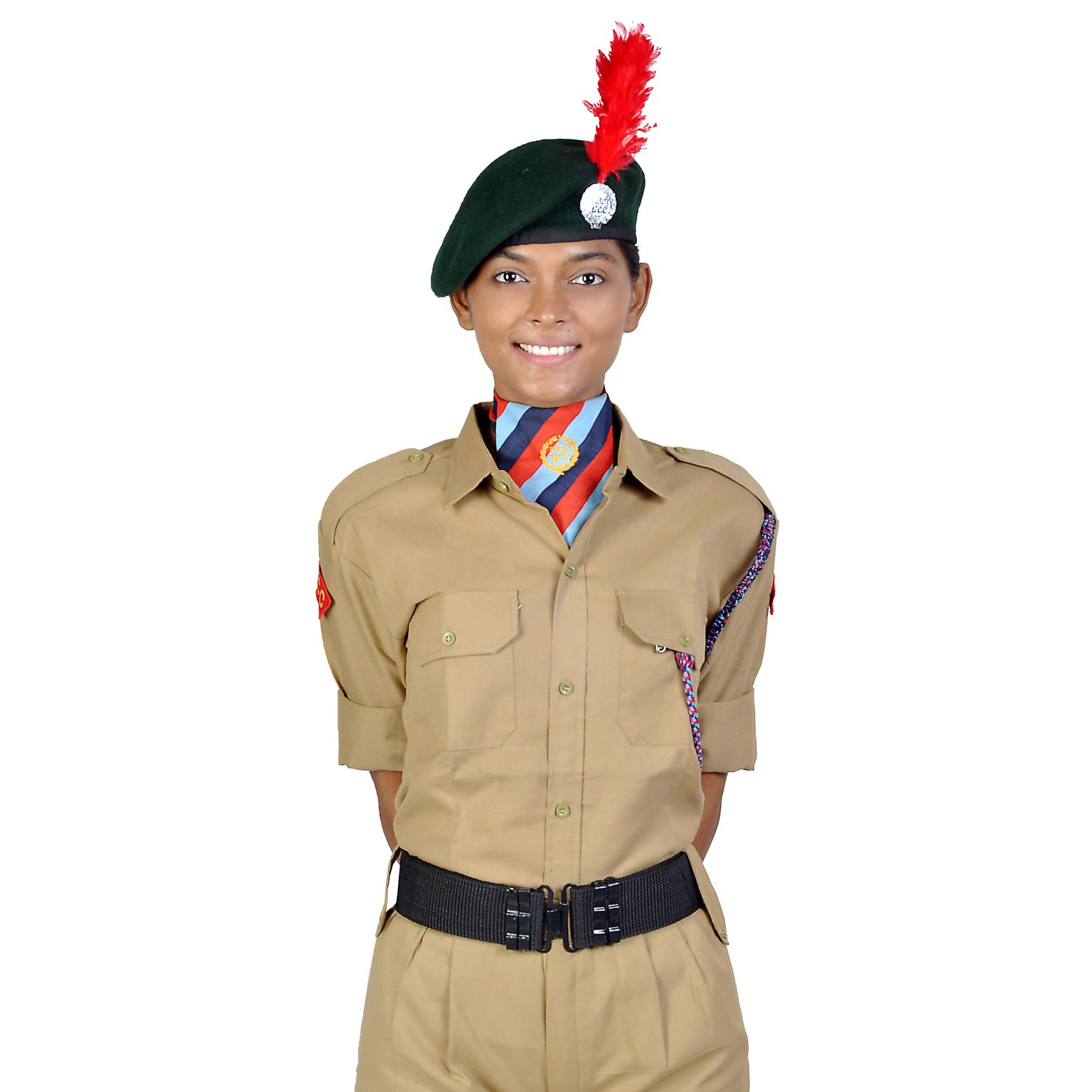 GIRLS NCC UNIFORM SET WITH BERTCAP, CAP BADGE, HACKLE, BELT, HANDGLOVES ...